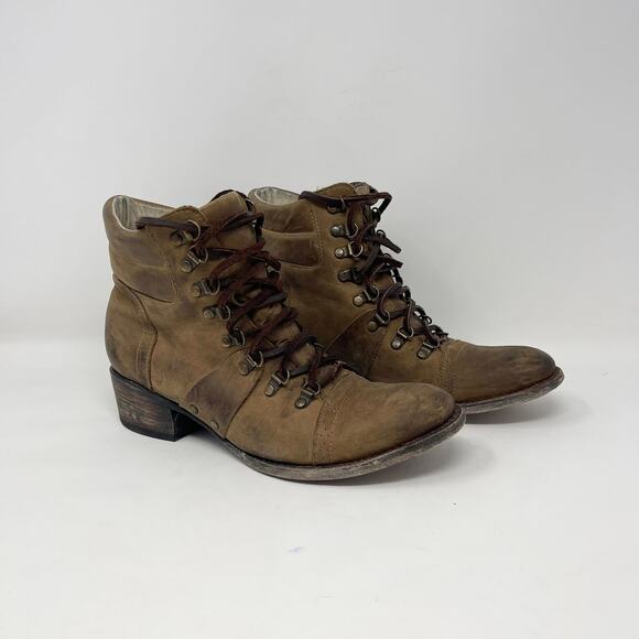 Freebird by Steven Gage Lace Up Boots Womens 9 Brown Distressed Leather - Picture 1 of 8